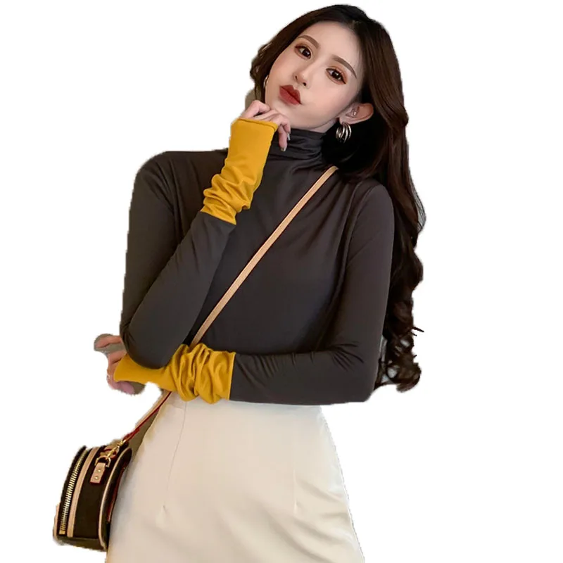 

Warm Pullover Bottoming Women's Shirt 2020 Winter High Collar Long Sleeve O-Neck Slim Skinny Casual Female Tops