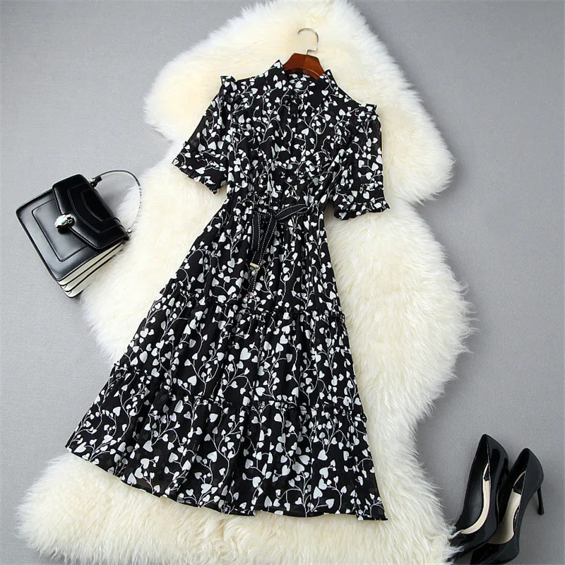 Платье женское шифоновое с коротким рукавом элегантная повседневная пляжная