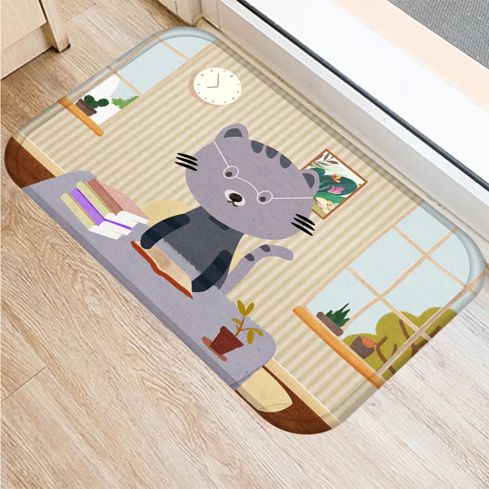 Модный милый кошачий ковер мягкий фланелевый коврик для ванной кухонный