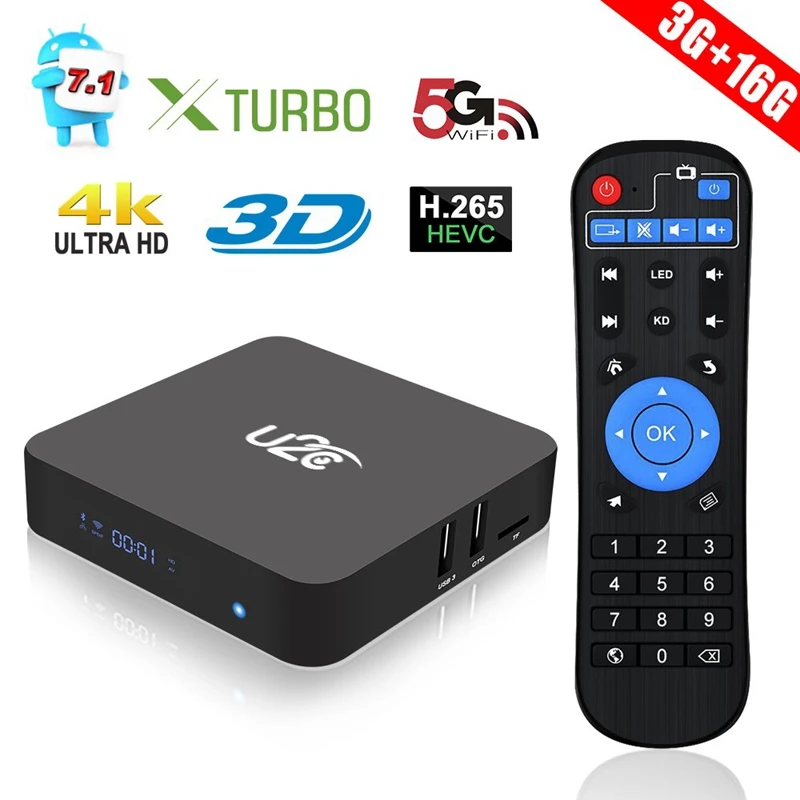 U2C X Turbo ТВ приставка Android 7 1 Octa Core 3g + 16G Wifi 64 бит Smart Tv Box Поддержка Bluetooth 4 K 3D H.265
