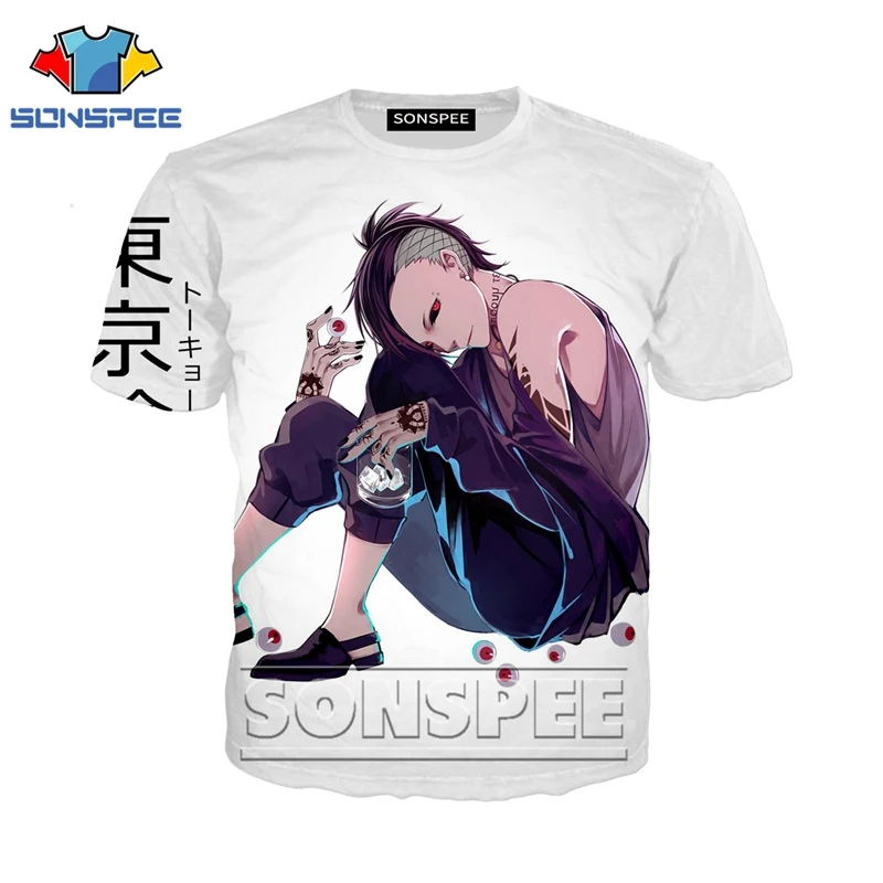 Футболка с 3D принтом аниме уличная одежда футболка героями мультфильмов tokyo ghoul uta