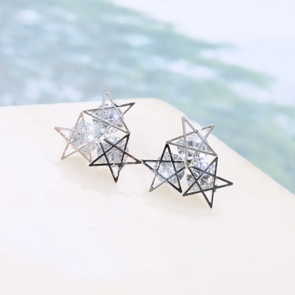 Женские Простые и изысканные сверкающие циркониевые звезды нежные серьги корейские ювелирные аксессуары