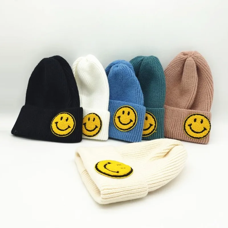 

Новая плотная теплая зимняя шапка, вязаная шерстяная шапка с улыбкой для девушек, женская вязаная шапка