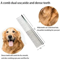 pet puppy dog cat metal double row teeth brush grooming hair comb fur rake