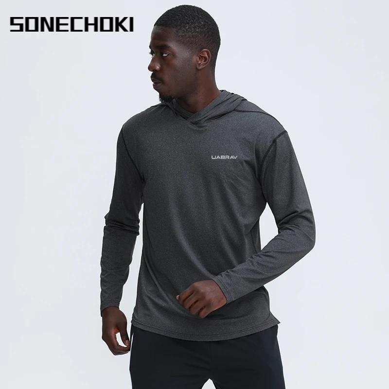 

Мужской пуловер SONECHOKI, однотонная Свободная кофта для бега с длинным рукавом, спортивная одежда для занятий спортом