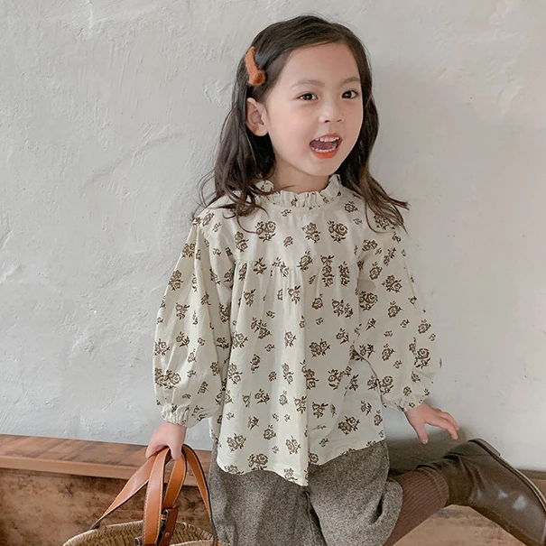 

Toddler Girl Puff Sleeve Top Fbaby Girl Floral Shirt Vintage Blouse Shirt Children Tops Long Sleeve Autumn Shirt