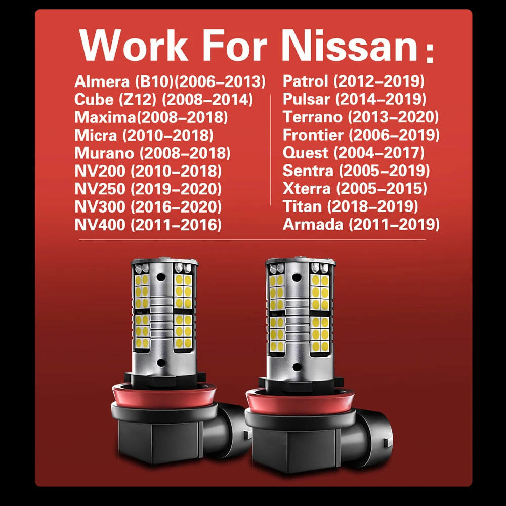 Светодиодные противотуманные фары H8 H11 H16 для Nissan Almera Cube Maxima Micra Murano NV200 патруль Pulsar