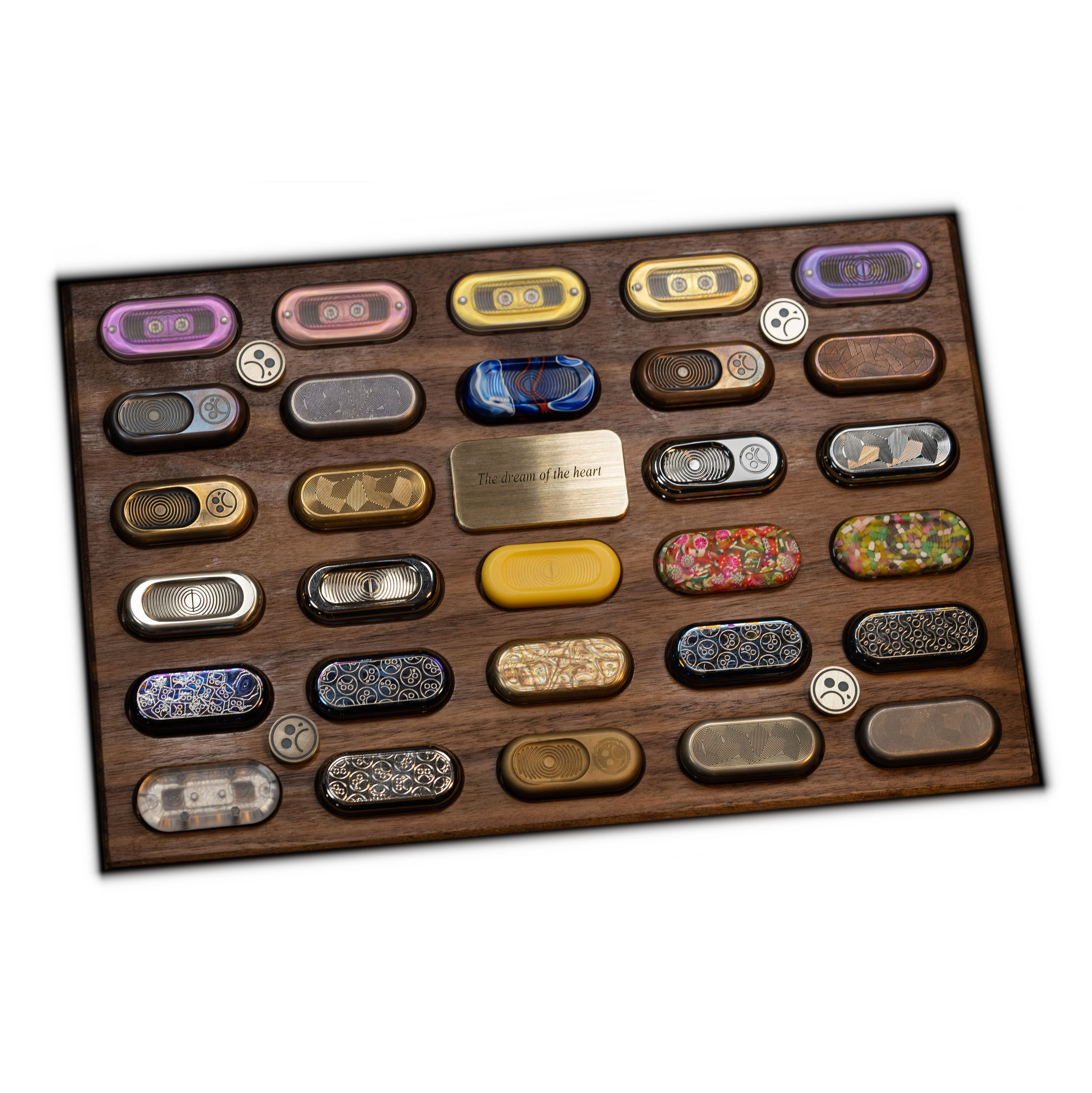 Dz. Top Coin Walnut Storage Box 29 Pieces Capacity Wooden Brass Alloy EDC Hand-drawn Toy Metal enlarge
