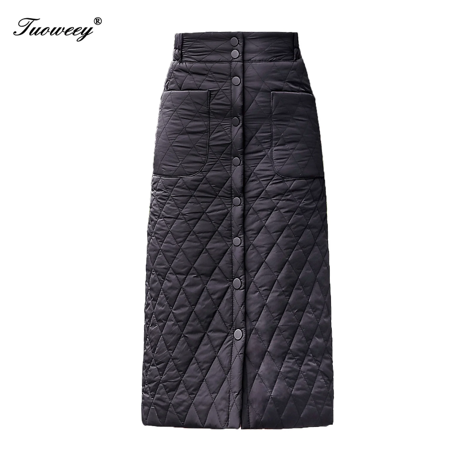 

black Down cotton plus size vintage 2020 high waist clothes autumn winter casual loose long skirts womens skirt women streetwear