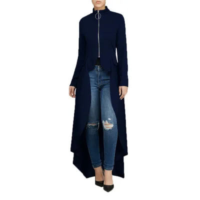 Dark Blue Мусульманская блузка женская необычная молния абайя платье с нерегулярными ласточками мусульманская рубашка платье хиджаб - Цвет: Dark Blue