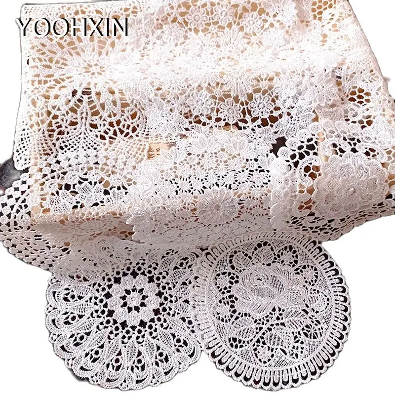 

Europe round Lace embroidery table place mat Christmas pad placemat cup tea coaster Napkin doily kitchen party tableware decor