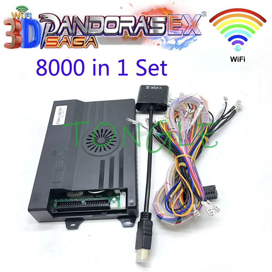 New 3D Pandora Saga EX Box 6800 & 128GB 300 3D Games 8000 In 1 Game Board Wifi Download More Arcade HDMI PCB Video Converter