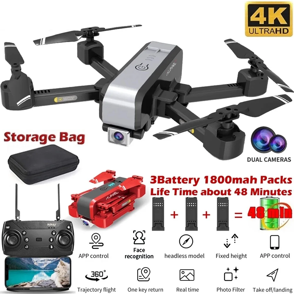 

HJ96 2020 New RC Drone WiFi FPV 4K/1080P/ 720P HD Dual Camera Altitude Hold Gesture Photo Foldable RC Drone Quadcopter