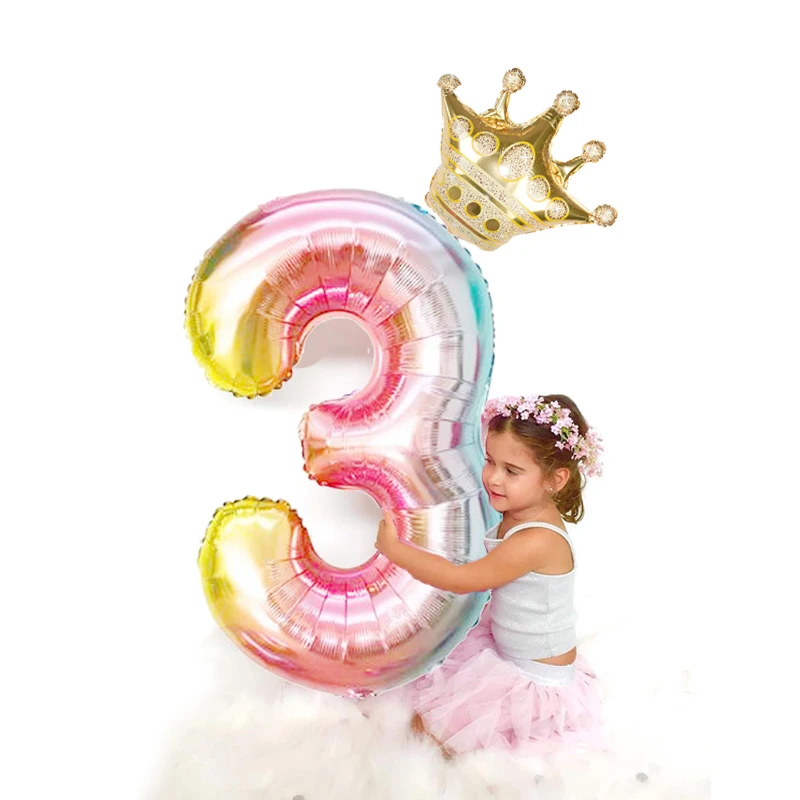 2 шт./компл. 32/40 дюйма цифровая мини-Корона из алюминиевой фольги гелиевые шары для