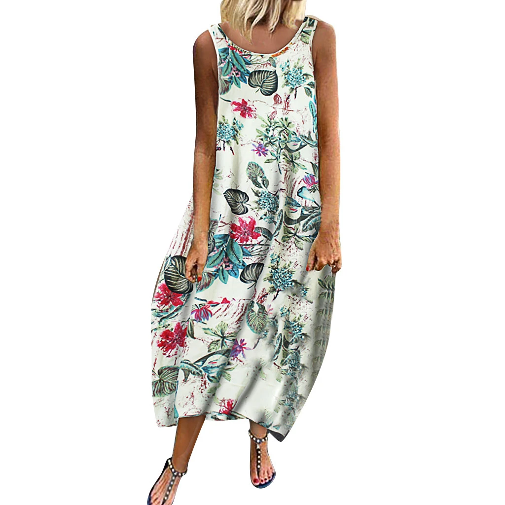 JAYCOSIN 2019 модное женское винтажное богемное Платье макси с цветочным принтом без