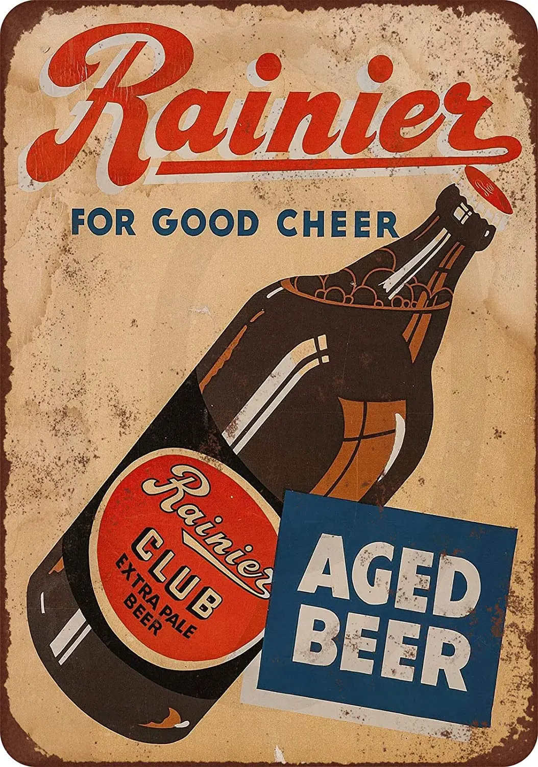 

HomDeo 1934 Rainier Club Extra Pale Beer Vintage Look Tin Sign h for Wine Cellar Gym Basement Ranch Laundry Room Metal Signs