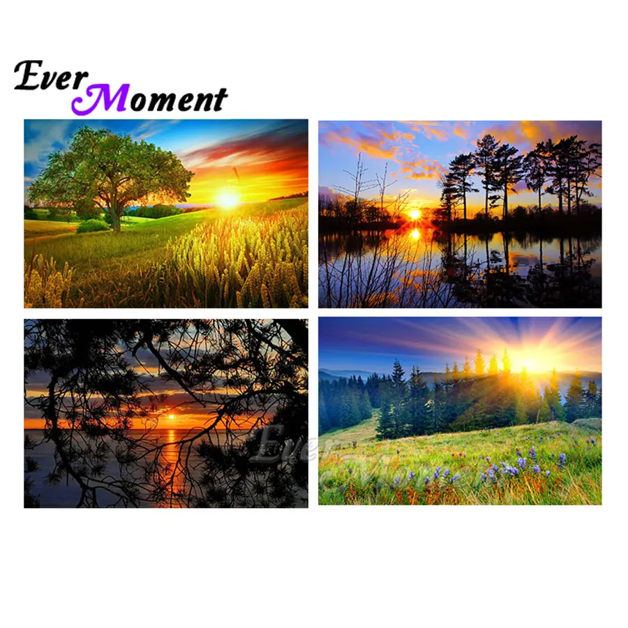 

Ever Moment Diamond Painting Trees Sunshine Full Square Drills Picture Rhinestone Diamond Embroidery Decoration Scenery ASF2388