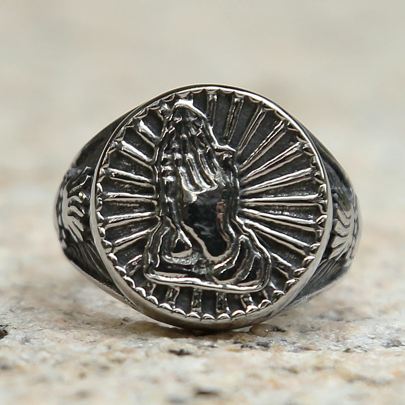 Печатка Мужская/женская из нержавеющей стали 316L винтажная молитвенная печатка с
