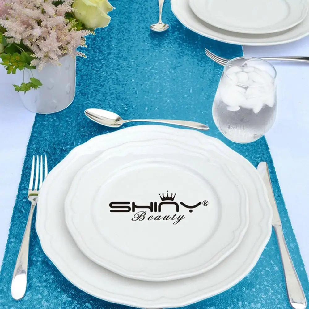 Скатерть с блестками Бирюзовая упаковка из 5 чехлов для стола вечерние украшения