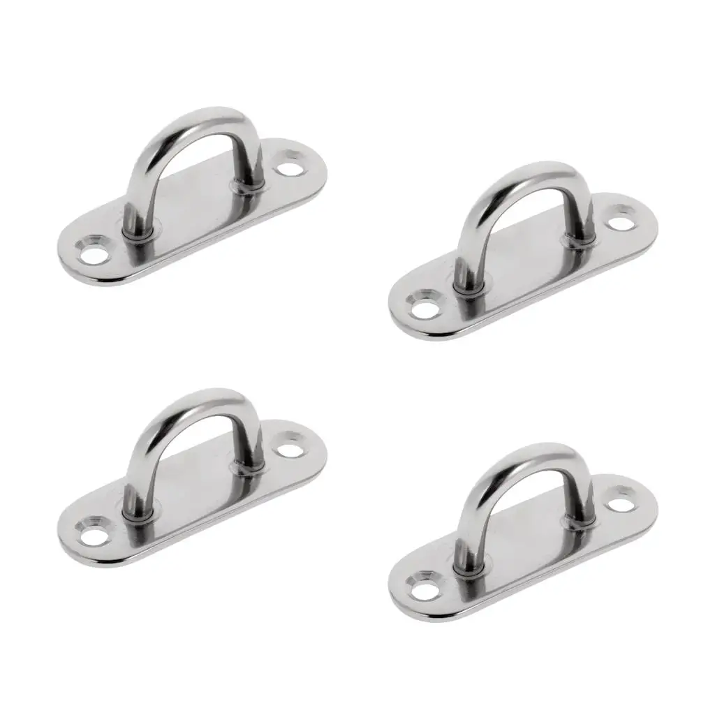 

4pcs/set 5mm 304 Marine Grade Stainless Steel Oblong Pad Eye Plate for Marine Boat