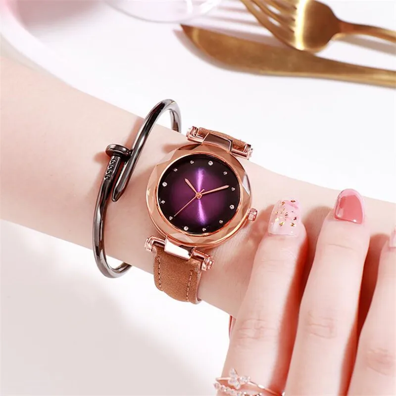 Новые женские часы стразы кожаный браслет наручные модные аналоговые кварцевые |