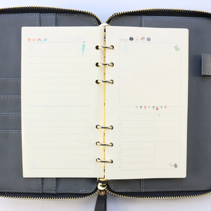 

Domikee 2020 new zipper leather personal binder planner agenda planner organizer notebook,fine 6 rings binder daily planner A6