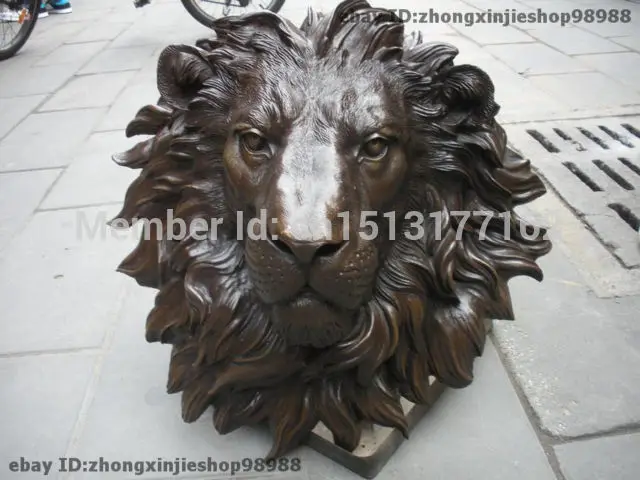 Chinese Pure BRASS HSBC Lions Head Wall Hang Family Decor Art Sculpture Garden Decoration Finish Buddha Healing statue | Дом и сад