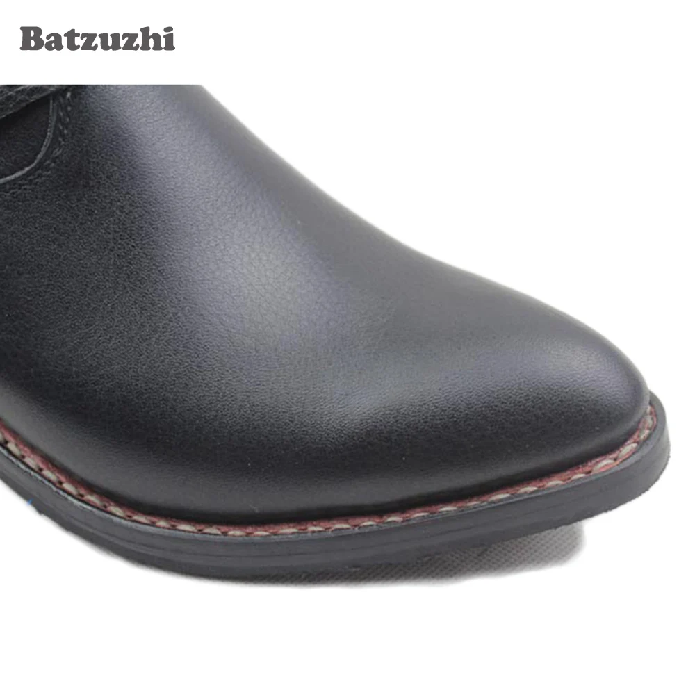 Botas Hombre ковбойские мужские ботинки с острым носком из натуральной кожи черные