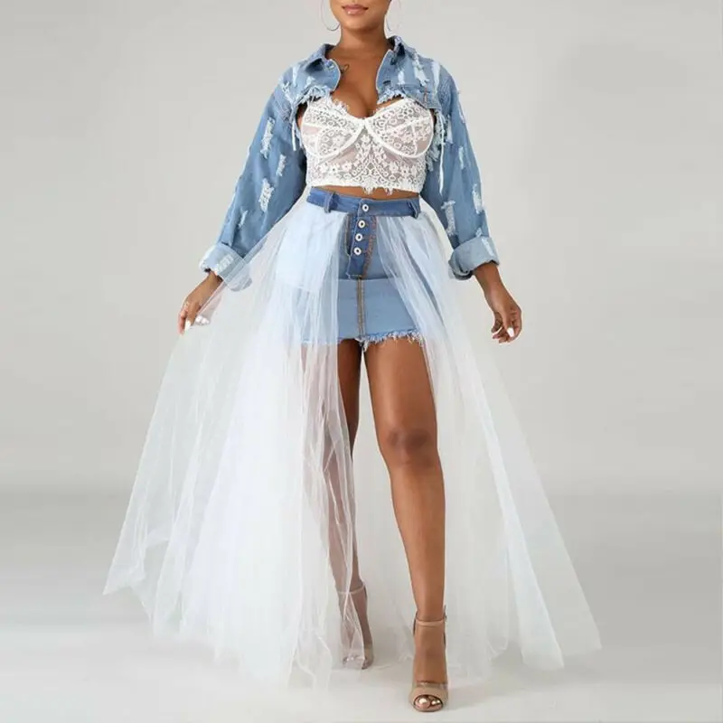 Женская фатиновая юбка-пачка макси белая черная Универсальная с эластичным