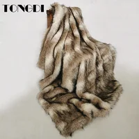 TONGDI Plush Soft Warm Raschel Synthetic Rabbit Hair Throw Blanket Thick Luxury For Girl Gift Winter Couch Cover Bed Sofa