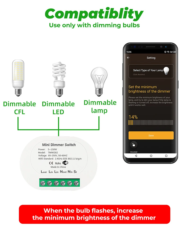 Tuya DIY Mini WiFi Smart Light Dimmer Switch Module Life Remote Control Work With Alexa Google Home 85V-250V | Электроника