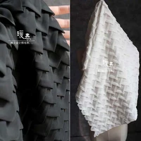 pleated chiffon fabric black white triangle hand woven diy patchwork patches decor skirts shirt dress designer fabric 6560cm