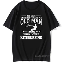 never underestimate an old man who loves kitesurfing t shirt men funny eat sleep kite born to kite tees kiteboard vintage tshirt
