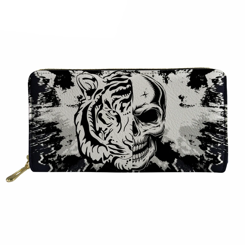 

Для мужчин кошельки Cool», «Тигр», «Череп» унисекс принт черный длинный кошелек из искусственной кожи на каждый день денежные кошельки Мужско...