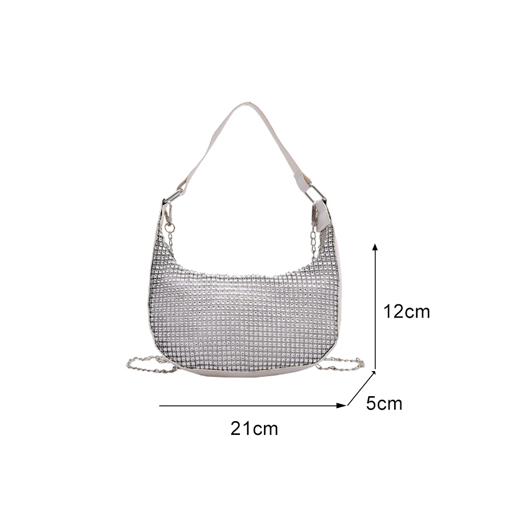 

Elegant Acrylic Rhinestone Clutch Classic Texture Delicate Creative Design Chic Women Party Evening Bag Shoulder Chain Handbag