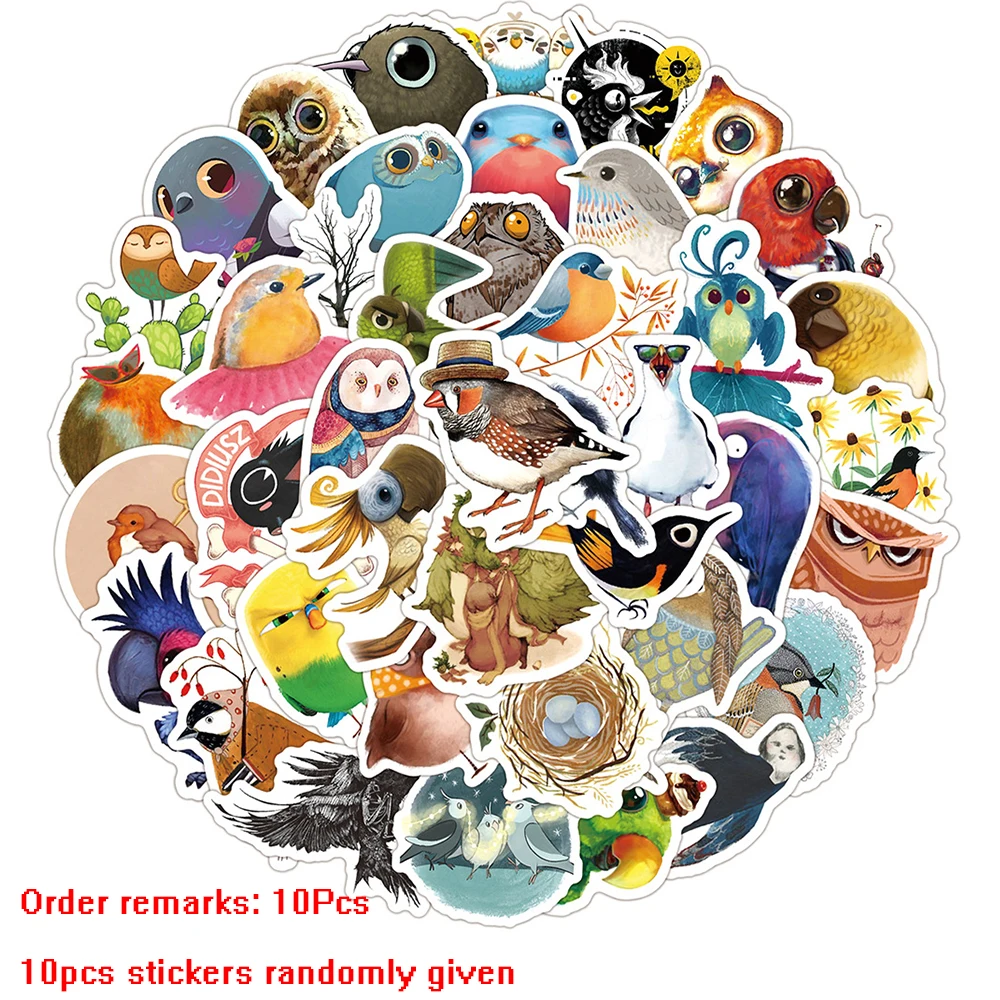 

10/30/50 Pcs Fairy Tale Cartoon Animal Bird Poster Stickers Fridge Phone Laptop Luggage Wall Notebook Car Graffiti Kids Toys