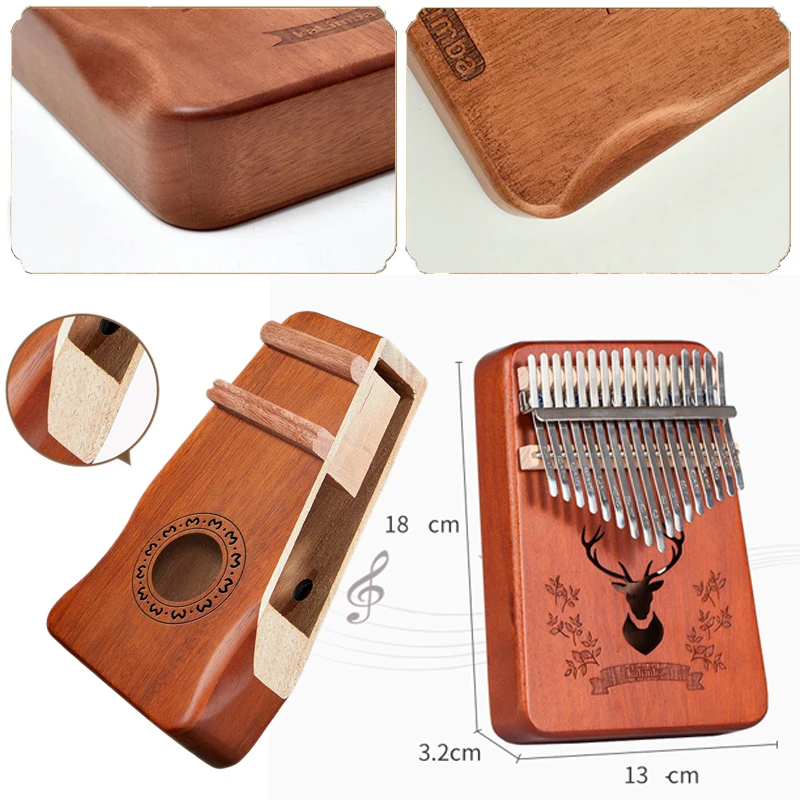 17-клавишное пианино Kalimba большой палец высококачественный деревянный