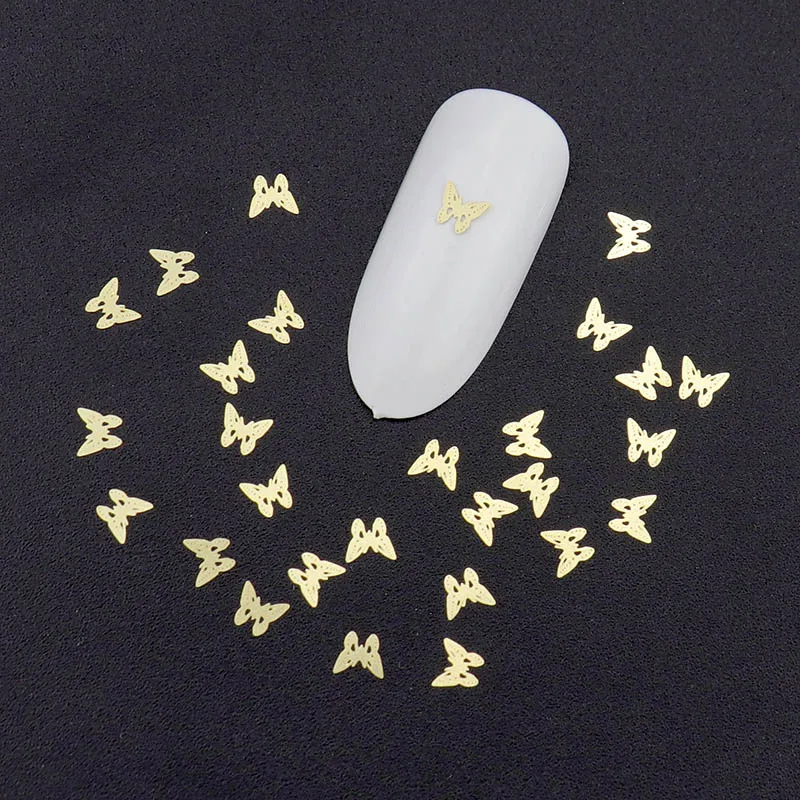 WAKEFULNESS 100 шт. наклейки для ногтей в форме бабочки и сердца золотые металлические