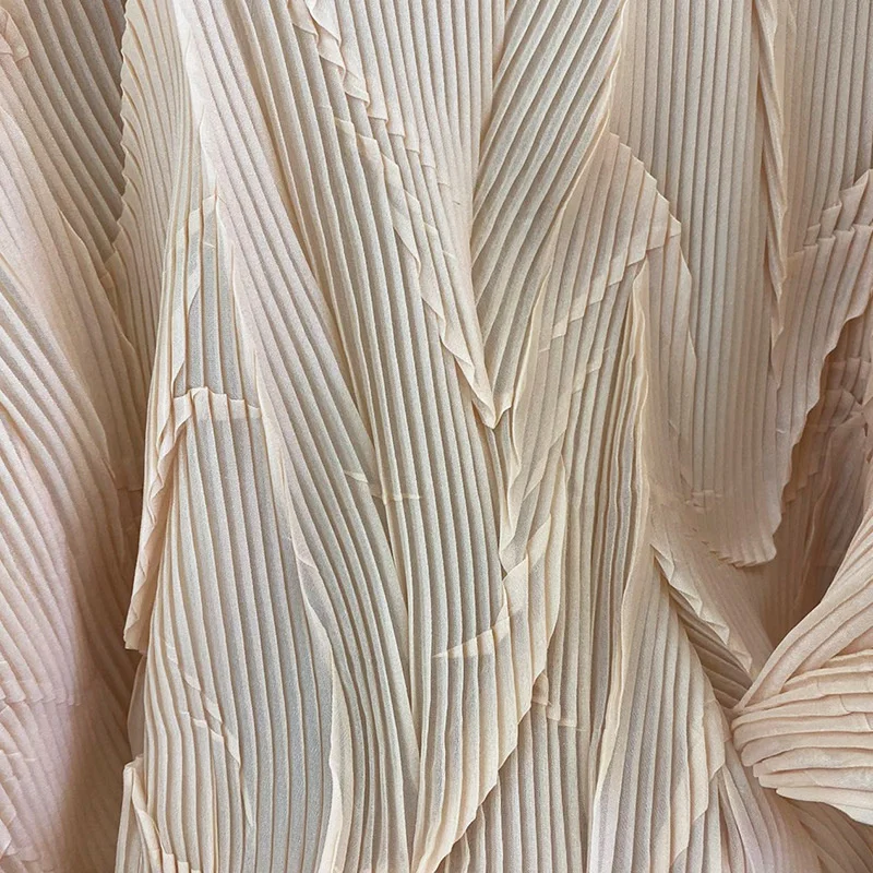 Женская плиссированная футболка DEAT Повседневная Свободная розового цвета со