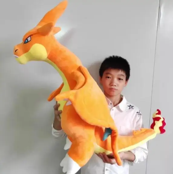 

60cm plush big size million Charizard yellow and blue stuffed soft cool doll good quality positive energy Christmas gift for kid