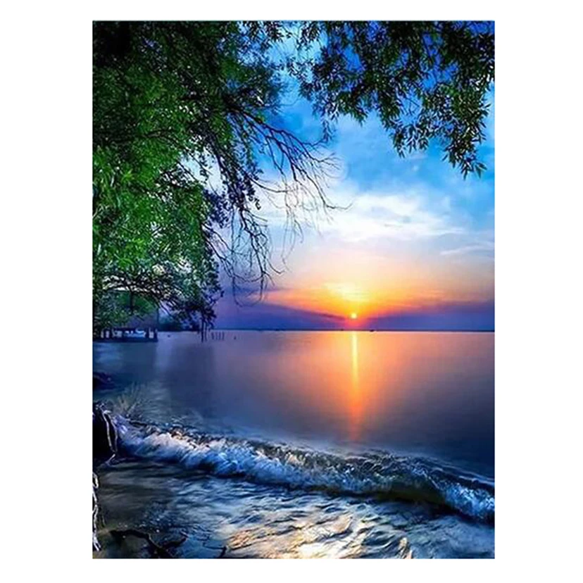 5D алмазная живопись сделай сам закат пейзаж вышивка крестиком мозаика картина