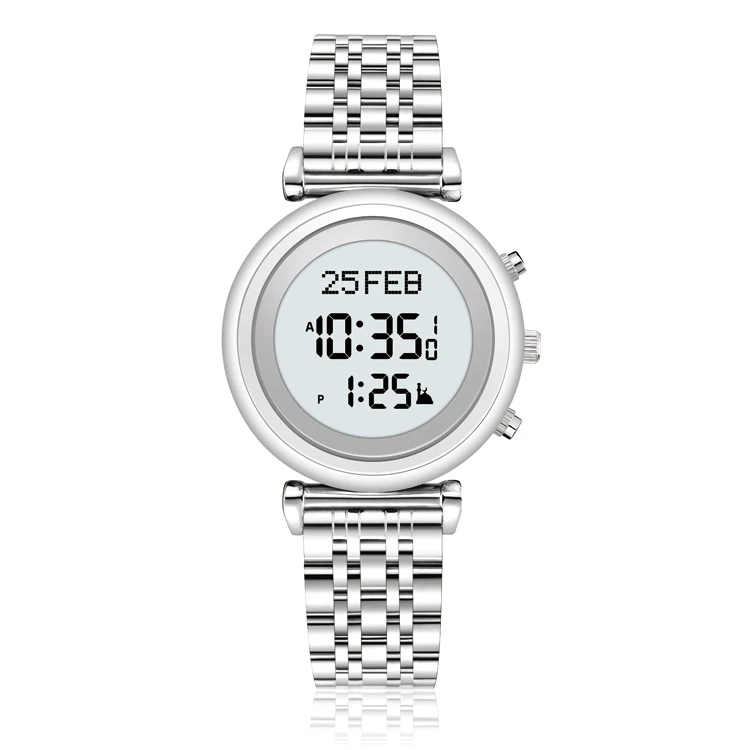 

AL-SAHAR Lady Azan Watch Muslim Wristwatch With Auto-Qibla Back Light Hijri Calendar Multi-Language Islamic Women Prayer Clock