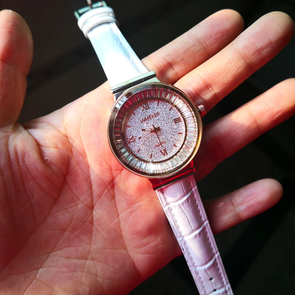New JAMEKER 2020 Luxury Crystal Wristwatches Women Clock Ultra Thin Ladies Watch Elegant Dress Watches Wrist |