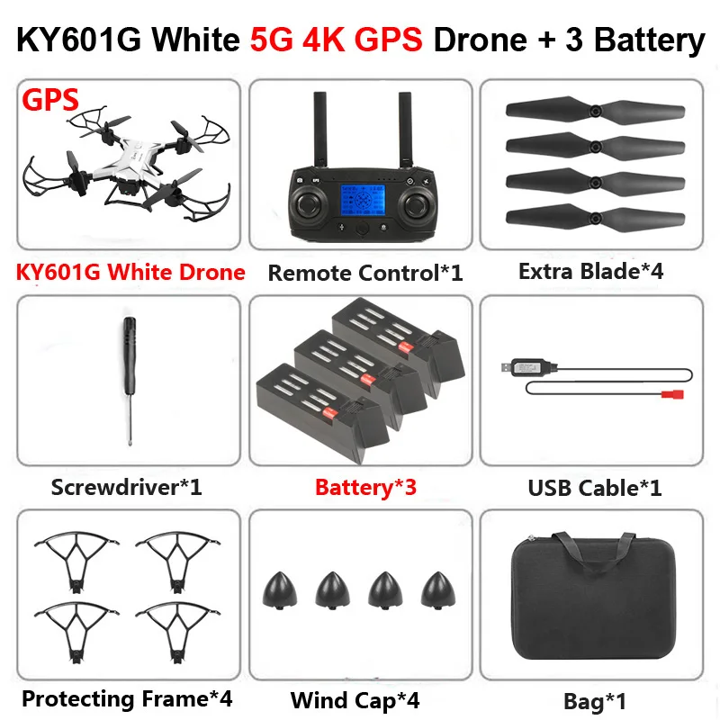 KY601G KY601S Профессиональный Дрон с камерой 4K HD 5G WiFi gps FPV дистанционное управление расстояние 2 км RC Квадрокоптер вертолет детские игрушки - Цвет: KY601G 4K W 3B