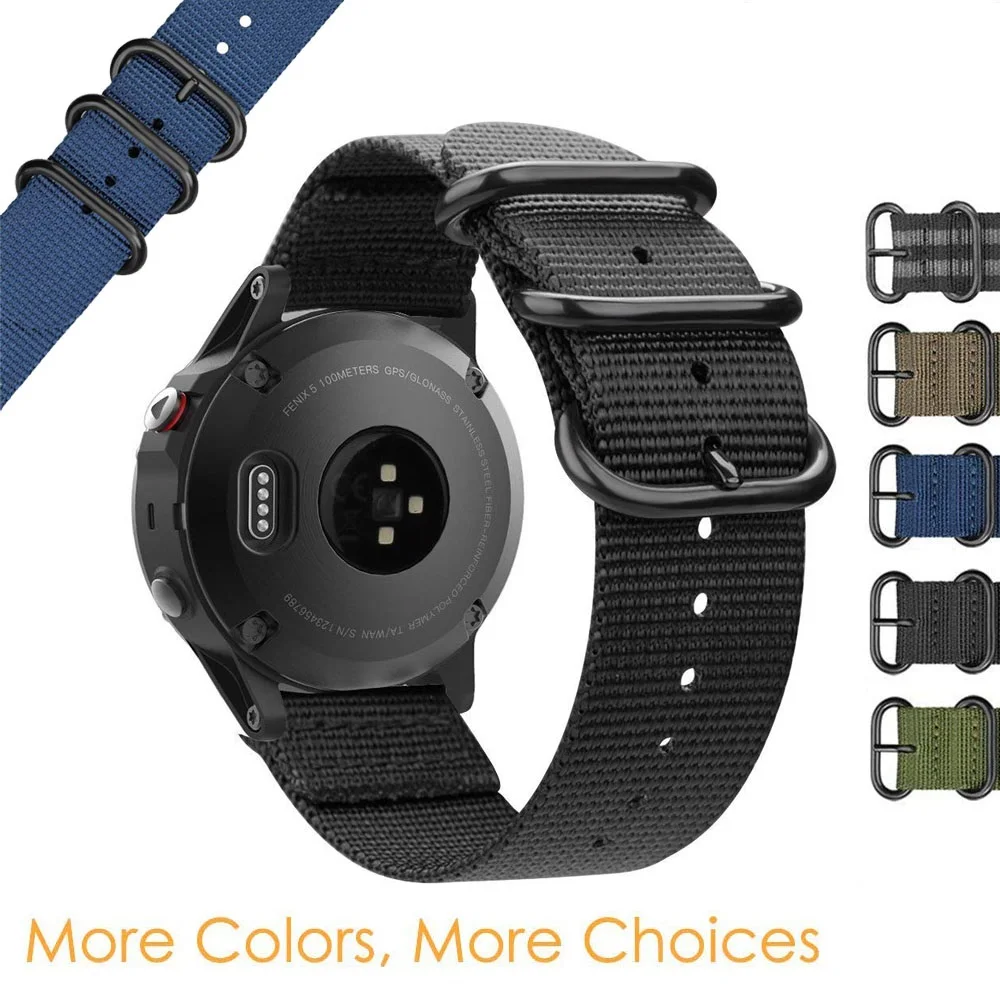 

22mm Premium Nato Nylon Strap 3 Ring Watch Band for Garmin Fenix 6 5 /Instinct / Forerunner 935 945 with Tools For Garmin s60
