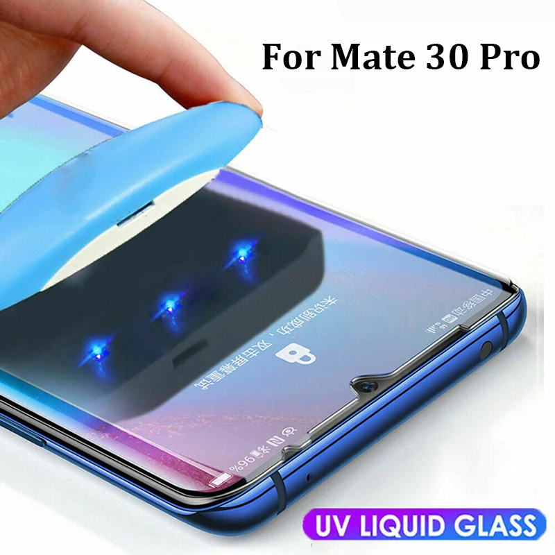 УФ жидкое закаленное стекло с полным клеем для Huawei Mate 30 Pro защитный чехол экрана 20