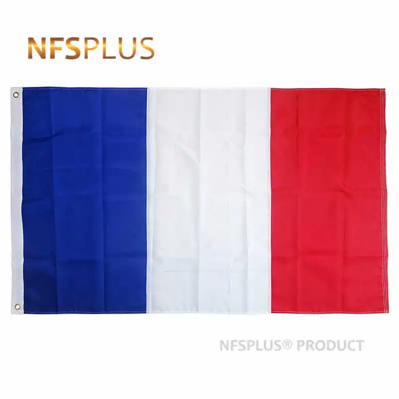 

90x150cm France Flag Polyester Printed European Banner Flags with 2 Brass Grommets for Hanging French National Flags and Banners