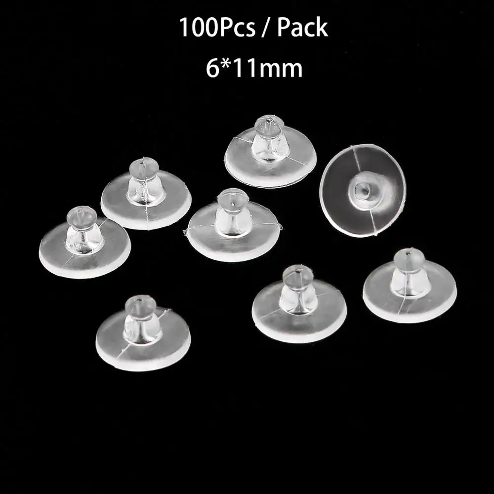 100pcs/lot Earrings Rubber Earring Back Silicone Round Ear Plug Blocked Caps Stoppers Supplies for jewelry DIY | Украшения и
