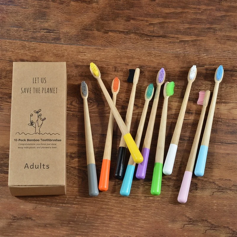 

New Elliptical toothbrush 10Pack mix color bamboo toothbrush Eco Friendly Tooth Brush nylon bristle adults oral care toothbrush