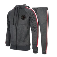 2021 new 2 piece set men autumn tracksuit hooded sweatshirt fashion color matching hoodie sports fitness bodybuild suit men